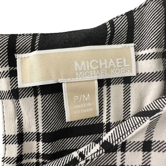 MICHAEL KORS Black and White Plaid Pullover Mini Dress 60s Style (P\M) - Picture 12 of 14